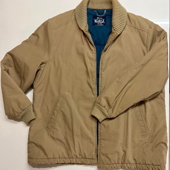 Vintage Woolrich Men's Beige Bomber Jacket